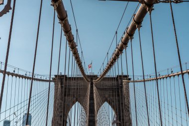 Brooklyn Köprüsü New York şehri görüntüsü, New York Brooklyn Köprüsü 'nün gündoğumu görüntüsü