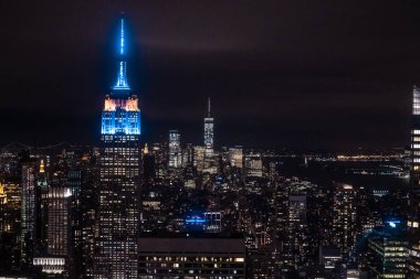 New York, New York, Usa gece silueti, Manhattan 'daki Empire State binasından manzara, New York' un gece silueti. fotoğrafçılık