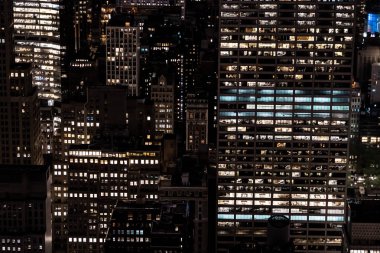 New York, New York, Usa gece silueti, Manhattan 'daki Empire State binasından manzara, New York' un gece silueti. fotoğrafçılık