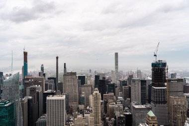 New York, New York, Usa silueti, Manhattan 'daki Empire State binasından manzara, mimari fotoğrafçılık.