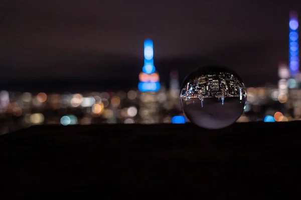 Nova York Lensball Nova York Dentro Uma Bola Cristal Eua — Fotografia de Stock