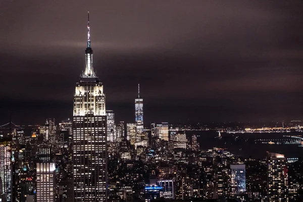New York New York Noční Panorama Usa Výhled Budovy Empire — Stock fotografie