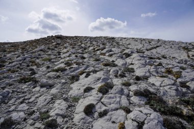Palma de Mallorca 'daki taşlardan dev bir tepe. İspanya, Palma' nın yakut kıyısı.
