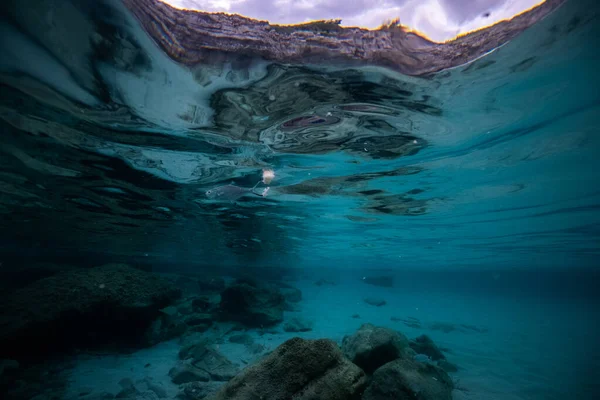 BLUE UNDER WATER, Sea or ocean underwater coral reef — Stock Photo, Image