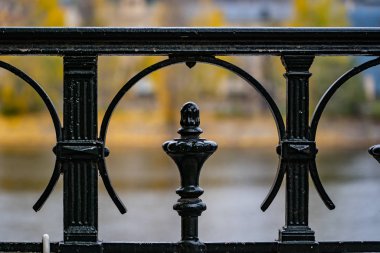 great close up shot of a steel railing in Prague Czech Republic