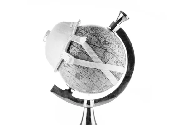 world Corona virus attack concept. world/earth put mask to fight against Corona virus. Concept of fight against virus, danger and public health risk disease.Many Virus attack isolated on white