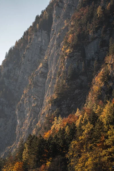 autumn sunset over the beautiful mountains of Hallstatt Austria, mountain landscape sunset