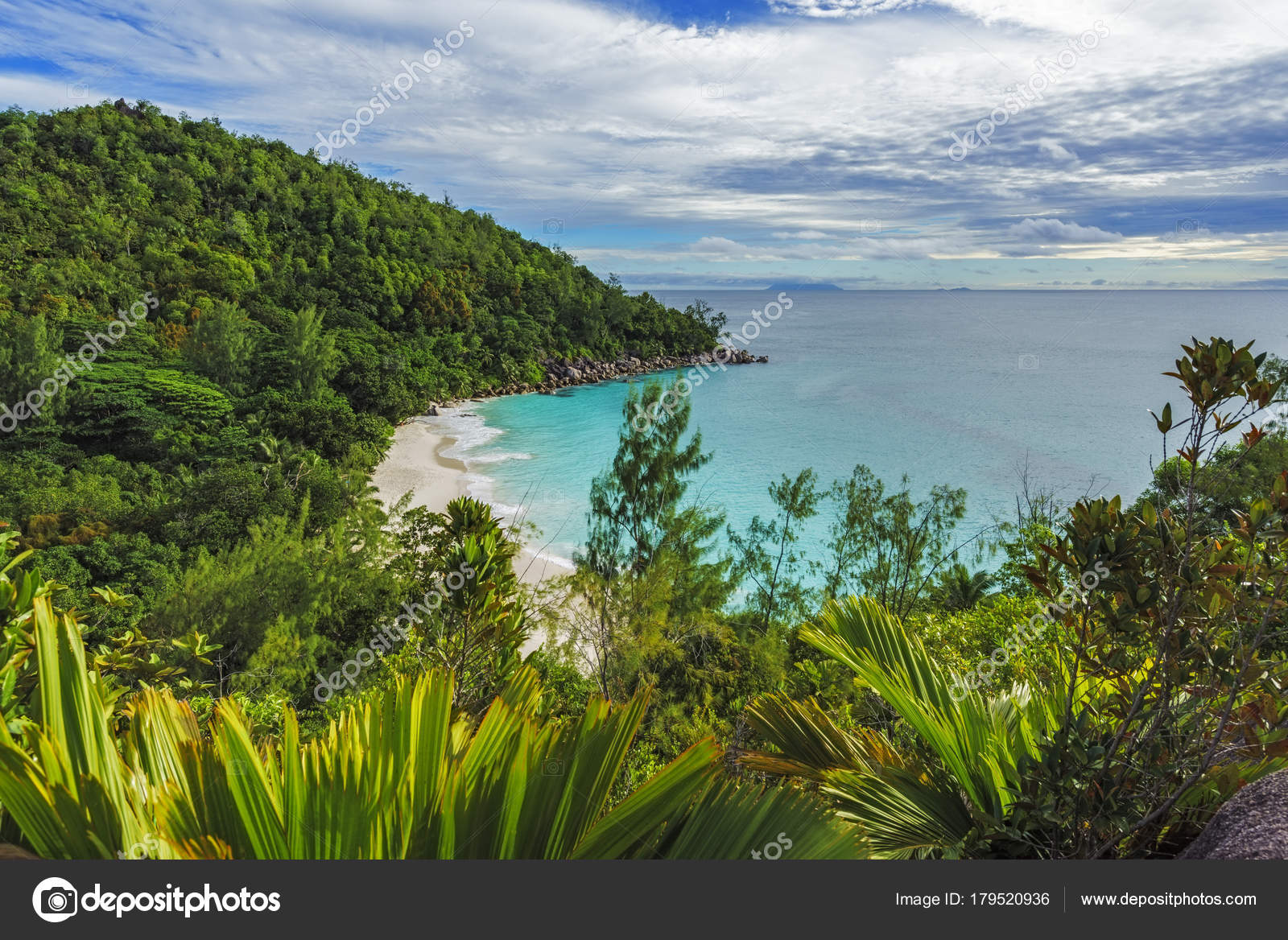 Panoramic overview to paradise beach anse praslin, se Stock Photo by ©christian__b
