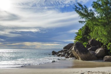 Cennet plaj anse georgette, praslin Seyşeller 1 güneşli günde