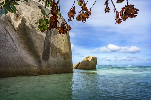 Paradise beach at anse source d'argent on the seychelles 55 — Stock Photo, Image