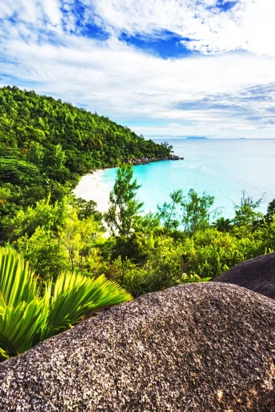 Панорамний краєвид на райський пляж Анс-Георгета, Праслін, Сі — стокове фото