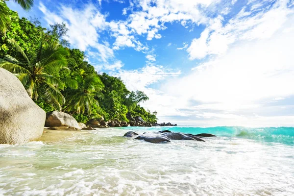 Día soleado en el paraíso playa anse georgette, praslin seychelles 49 — Foto de Stock