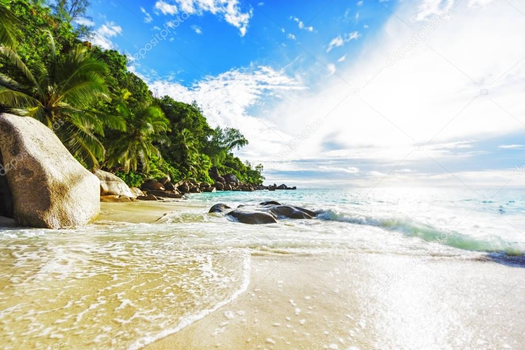 sunny day on paradise beach anse georgette,praslin seychelles 24