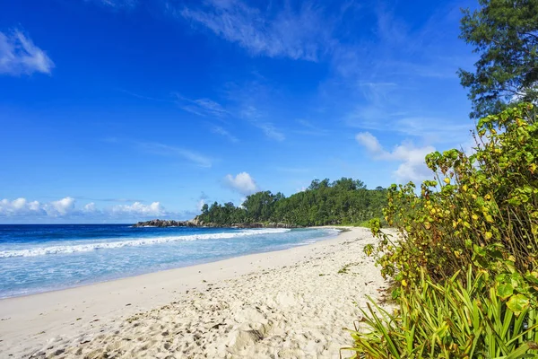 Hermosa playa paraíso en la bahía de la policía, seychelles 2 — Foto de Stock