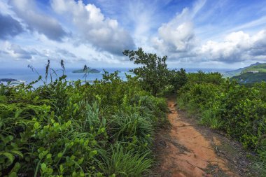 Copolia iz, Granit kayalar üzerinde mahé, ormanda hiking s