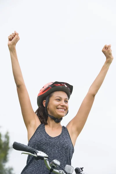 Young active woman outdoor winning portrait — Stock Photo, Image