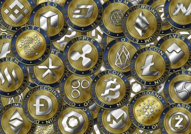 Cryptocurrency altın soru / orijinal lüks illüstrasyon cryptocurrency sikke