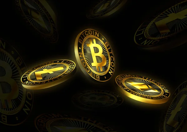 Криптовалютный Золотой Вопрос Оригинальная Иллюстрация Криптовалюты Coin — стоковое фото