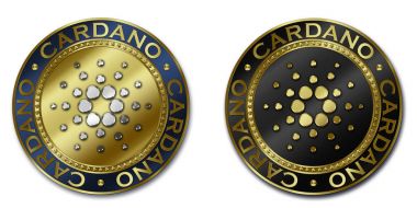 Cryptocurrency Cardano sikke / orijinal lüks illüstrasyon cryptocurrency altın ve gümüş sikke