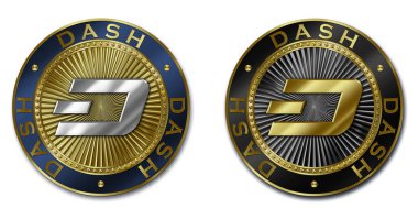 Cryptocurrency Dash sikke / orijinal lüks illüstrasyon cryptocurrency altın ve gümüş sikke