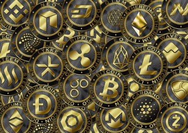 Cryptocurrency altın soru / orijinal lüks illüstrasyon cryptocurrency sikke