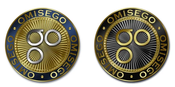Криптовалюта Omisego Coin Оригинальная Роскошная Иллюстрация Криптовалюты Золото Серебряная Монета — стоковое фото