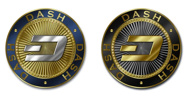 Cryptocurrency Dash Kolikko Alkuperäinen Luksuskuva Kryptovaluutta Kulta Hopea Kolikko — kuvapankkivalokuva