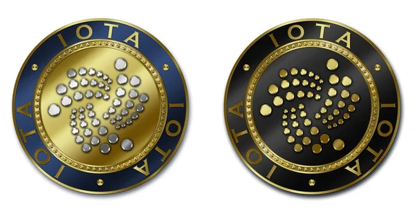 Криптовалюта Iota Coin Оригинальная Роскошная Иллюстрация Криптовалюты Золото Серебряная Монета — стоковое фото