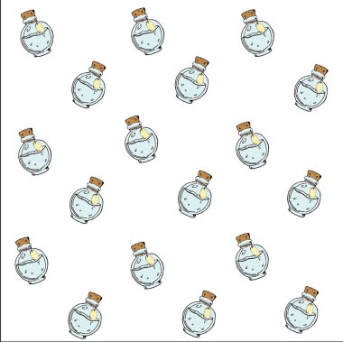 El yapımı iksir şişesi desenli doku.