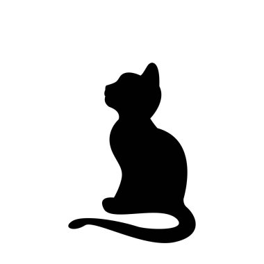 vektör, beyaz bir arka plan üzerinde siyah bir kedi silüeti simgesi 