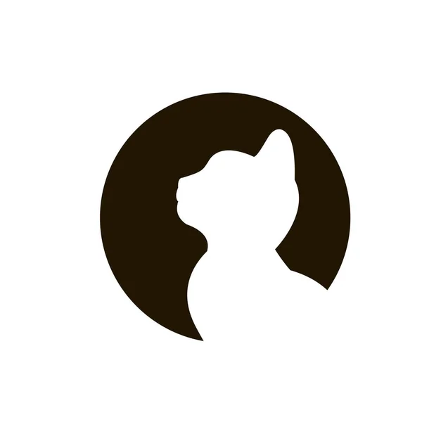 Вектор, иконка силуэт черной кошки на белом фоне — стоковый вектор