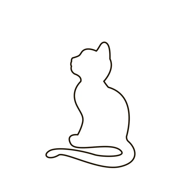 Vettore, icona silhouette gatto su sfondo bianco — Vettoriale Stock
