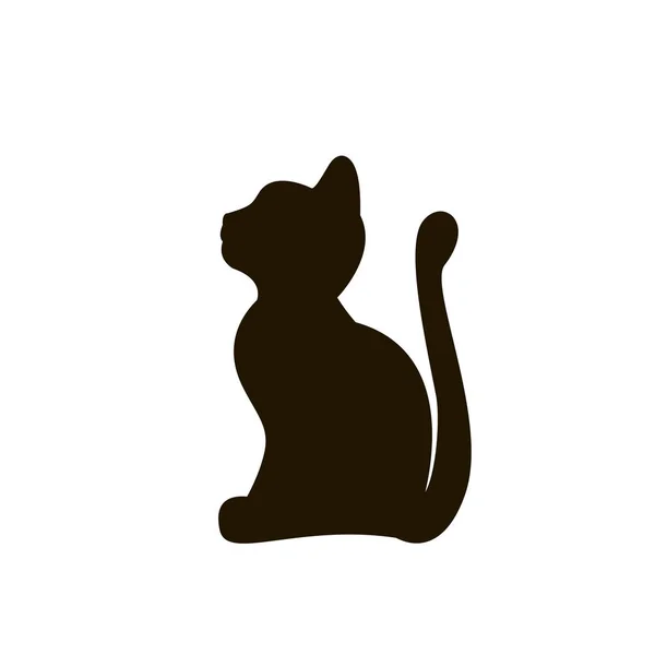 Вектор, иконка силуэт черной кошки на белом фоне Лицензионные Стоковые Векторы