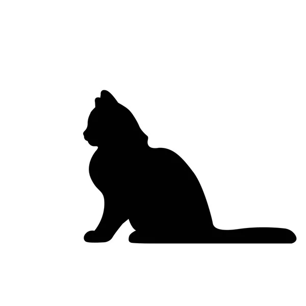 Silueta gato sobre fondo blanco — Vector de stock