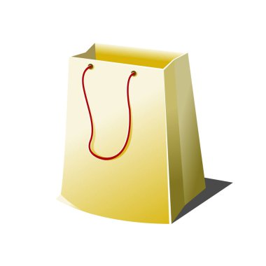 Beyaz arka plan üzerinde boş kağıt alışveriş çantası ip ile işleme