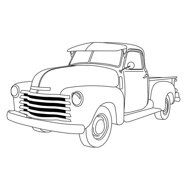 Vieja camioneta americana - reto pickup car, vista frontal — Vector de stock