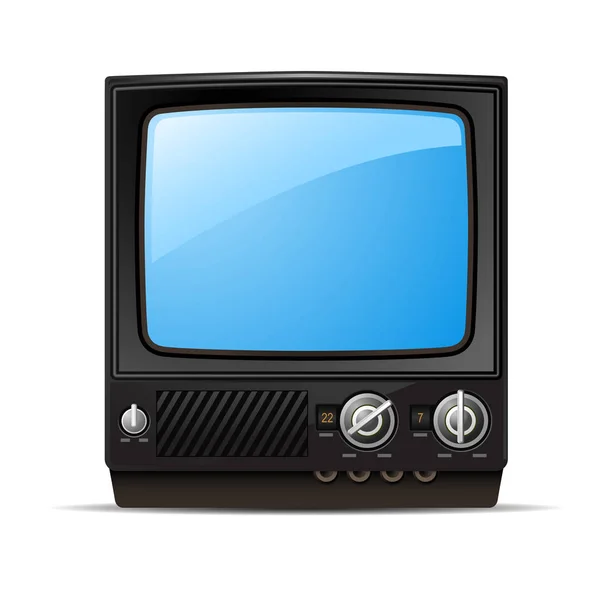 Retro tv set with blank screen  - vintage television, front view — Stock Vector