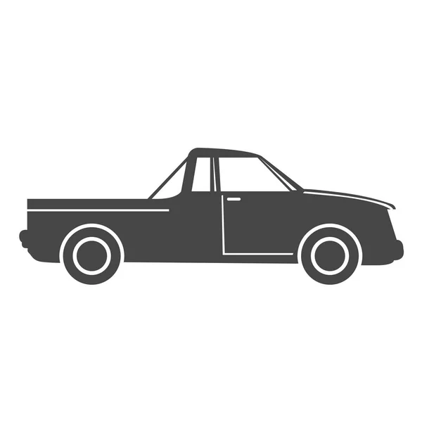 Silhouette di pick up truck car - icona semplice su backgroun bianco — Vettoriale Stock