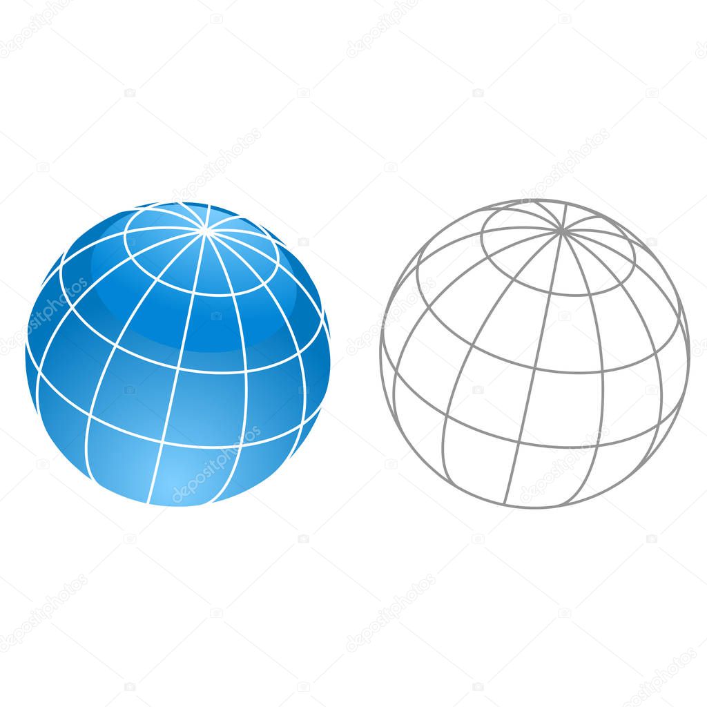 Wireframe globe icon - planet framework, planet symbol