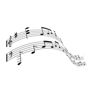 Dalgalı müzik notaları, melodi - tiz personel