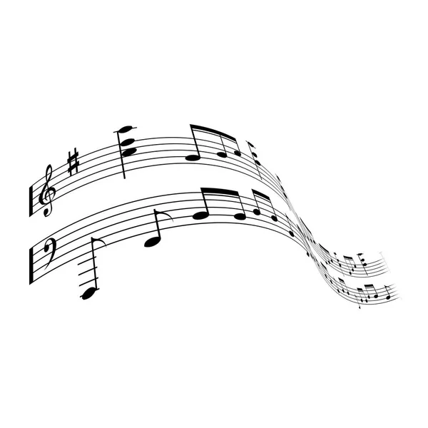 Dalgalı müzik notaları, melodi - tiz personel