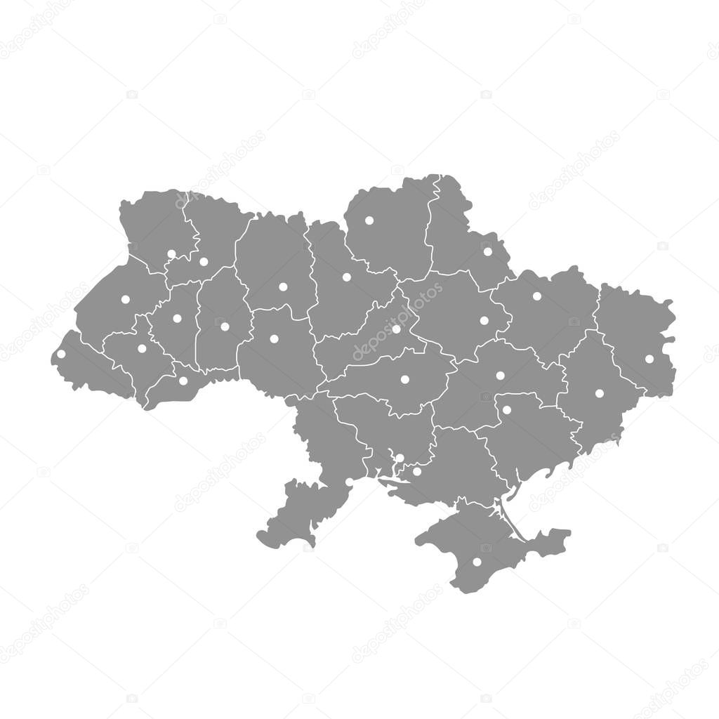 Map of Ukraine with Crimea peninsula, Donetsk and Lugansk