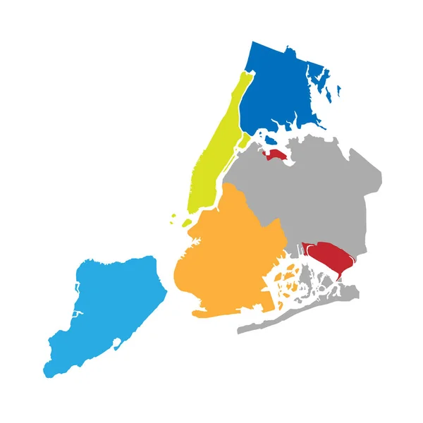 New York městské obvody mapa - Nyc Administrativní dělení a distric — Stockový vektor