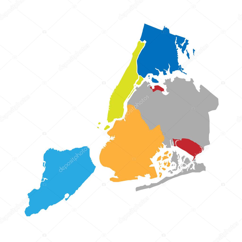 New York boroughs map - NYC administrative divisions and distric