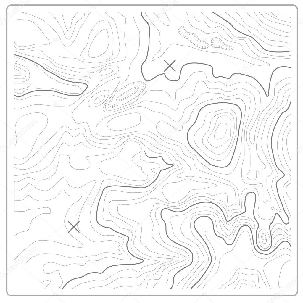 Topographic map of relief and land heights
