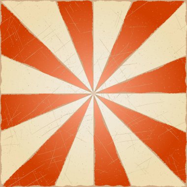Retro-poster ile merkezden uzaklaşan kırmızı ve bej ışınları için çizilmiş arka plan. Vektör. 