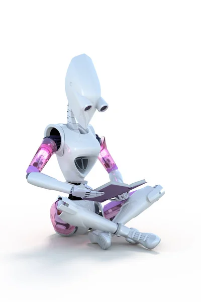 Roboter liest ein Buch — Stockfoto