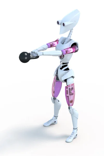 Robô com Kettlebell — Fotografia de Stock