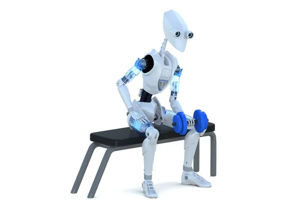 Robot con manubrio — Foto Stock
