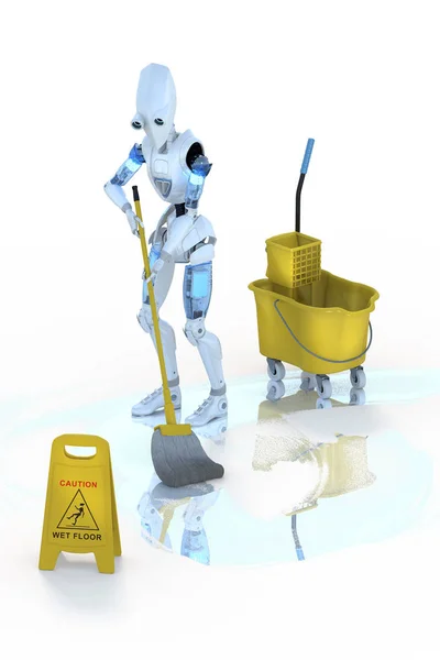 Robô esfregando chão — Fotografia de Stock